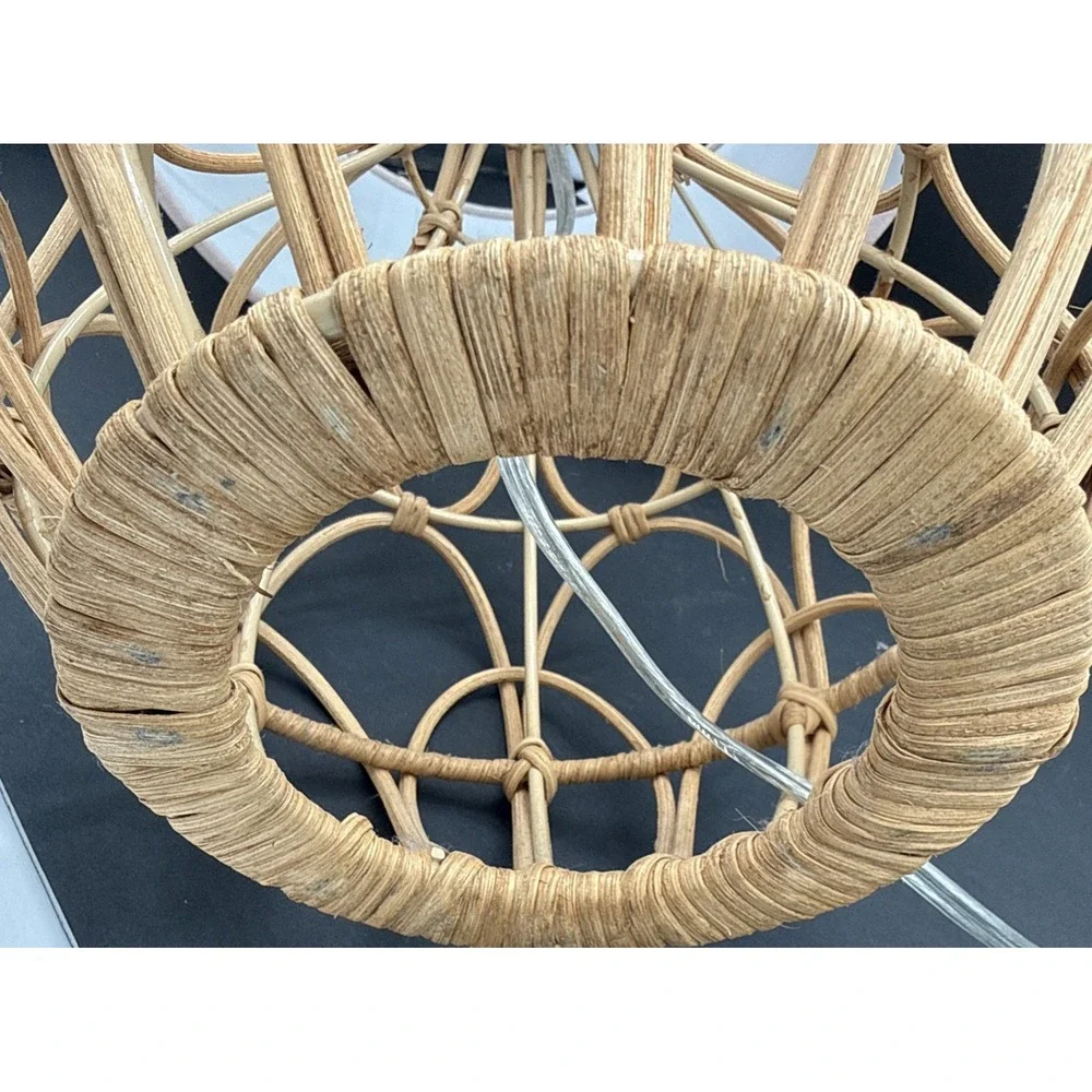Modern Boho Woven Rattan Orb Table Lamp Coastal Basket Weave Shade